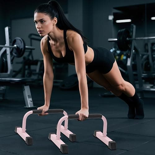 Push Up Bars: Sweat-resistant Parallettes Bar for Handstands L-sit & Dip, No Wobbling Strength Training Pushup Stands for Women Men Workout Core Exercise at Home Floor Gym thumbnail 8