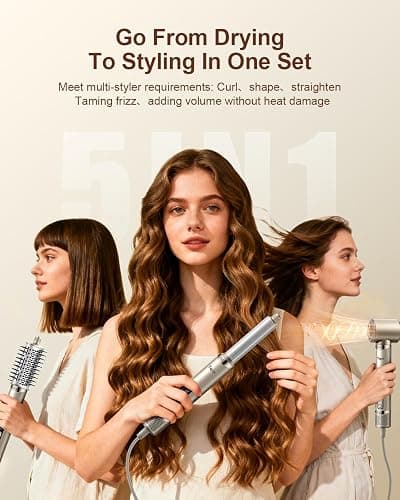 Tqcir 5-in-1 Hot Air Styler, Powerful Hair Dryer with Auto-Wrap Curlers | Anti-Frizz Blow Dryer for Fast Drying Curling Straightening Volumizing, Adjustable Heat & Speed,Storage Case thumbnail 2