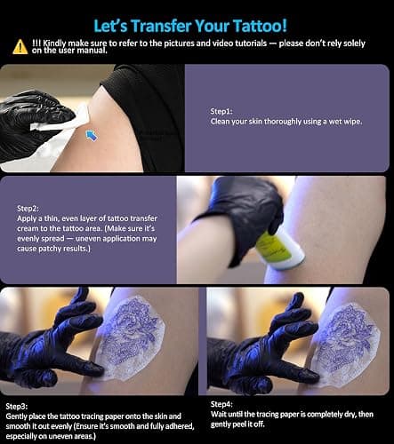 MT660 Tattoo Stencil Printer with 10pcs Transfer Paper, Wireless Thermal Tattoo Transfer Printer, Bluetooth Portable Tattoo Machine for Beginners, iOS, Android, Laptop for Car, Office, Home, Black thumbnail 5