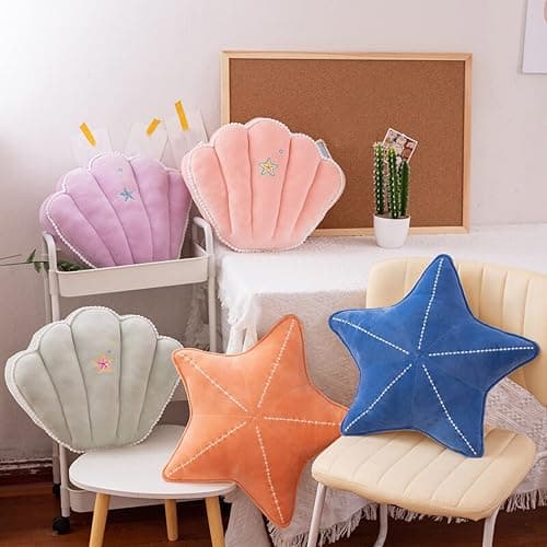 HXIYAN Starfish Shell Pillow Plush car Cushion Bedside Sofa Home furnishings Dormitory Office mat (19.6in, Star Orange) thumbnail 8