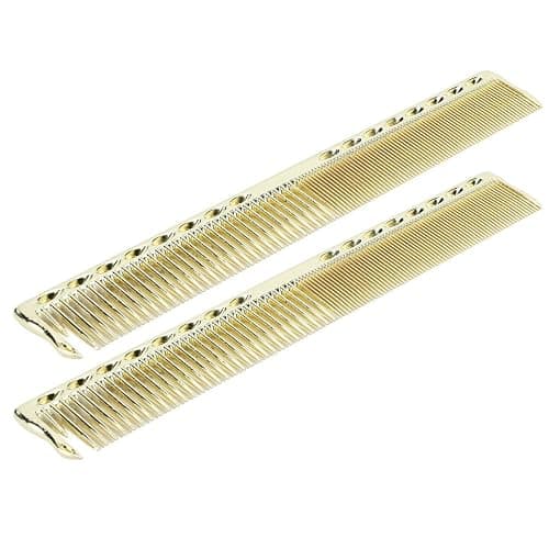 Stainless Steel Barber Comb, 2Pcs Metal Pick Flat Top Teasing Comb for Hair Styling Salon (Gold) - Image 1