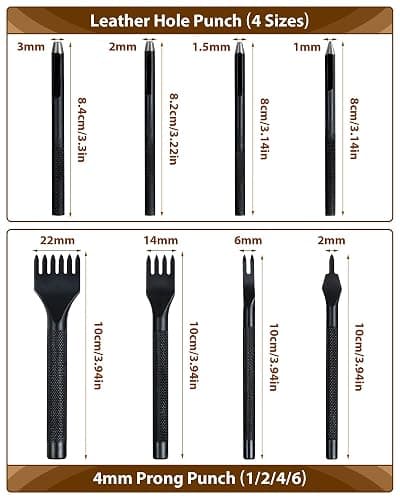 PLANTIONAL Leather Working Tools for Beginners: Professional Leather Craft Kit with Waxed Thread Groover Awl Stitching Punch for Leathercraft Adults Gifts 02 thumbnail 5