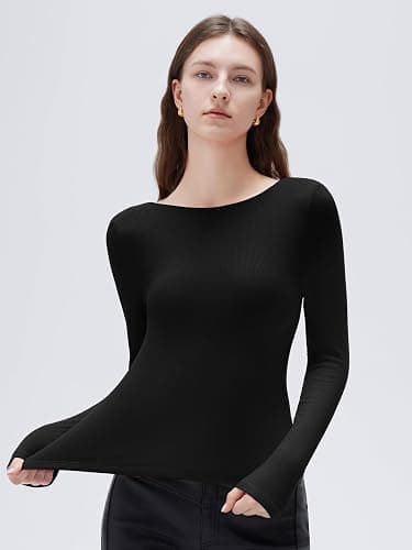 SUUKSESS Women Backless Going Out Tops Padded Modal Basic Long Sleeve Shirts thumbnail 6