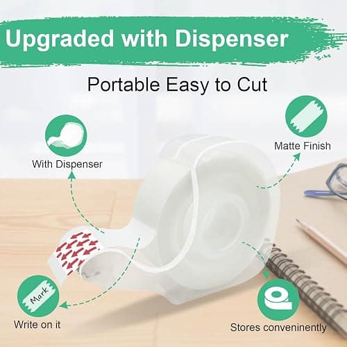 BeataTap Tape, Invisible Tape for Gift Wrapping, 6 Rolls+6 Refillable Dispensers, Matte Finish, Writable, 3/4″x 650″, Clear Tapes for Christmas Wrapping Paper, Office&School Supplies thumbnail 6