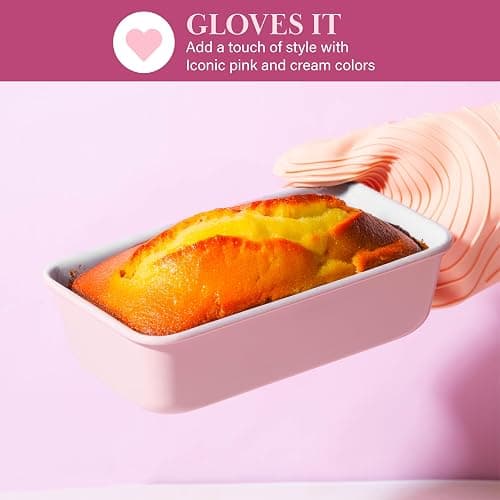 Paris Hilton Nonstick Carbon Steel Bakeware Collection, 9-Inch x 5-Inch Loaf Pan, Dishwasher Safe, Made without PFOA and PFAS, Pink Cream Two-Tone thumbnail 3