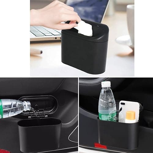 SGLRT Car Trash Can Bin with Lid - 2 Packs Universal Black Vehicle Mini Leakproof Garbage Can Bin with 40pcs Trash Bags Car Organizers and Storage for Front Back Seat Accessories for Auto Office Home thumbnail 5