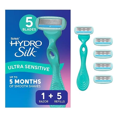 Schick Hydro Silk Ultra Sensitive Razor for Women | Womens Razor for Sensitive Skin, 5 Blade Razors for Women, Womens Razors for Shaving, Includes 1 Handle & 5 Refills - Image 1