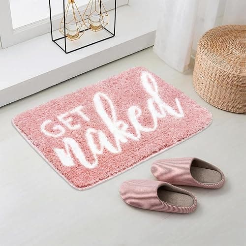 Small Bath Mat Pink Bathroom Rugs - Trendy Absorbent Cute Rugs, Pink Bathroom Decor, Non Slip Bath Mat Decor Funny Rug Aesthetic Bathmats for Sink tub and Shower 16" x 24" thumbnail 5
