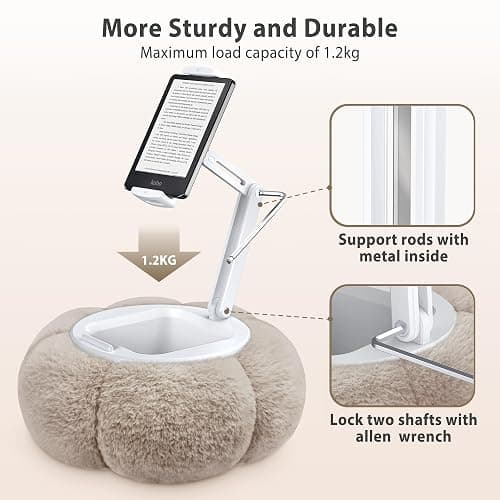 CreaDream Pumpkin Tablet Pillow Stand, Kindle Holder, Adjustable Kindle Stand for Bed with Detachable Snack Bowl, Compatible with 4.7"-13" IPad, Tablet, Phone(Khaki) thumbnail 2