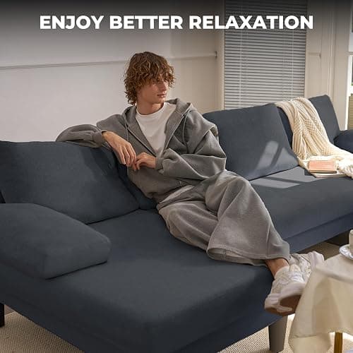Nebuaegis U-Shaped Sectional Sofa Couch for Living Room, Modern Modular Sofa with Double Chaise, Classic Lounge Couch Sleeper for Apartment, DarkGary thumbnail 8
