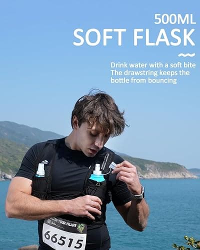 Zelvot Running Vest for Women Men, USA Original Patent, Adjustable Chest Straps Running Hydration Vest with 500ml Soft Flask, Lightweight Reflective Hydration Backpack for Marathon thumbnail 2
