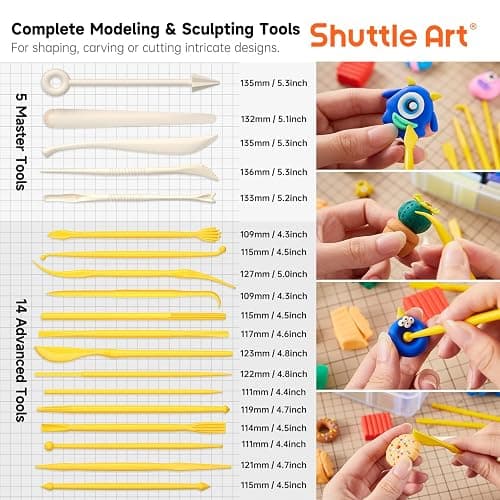 Shuttle Art 112 Colors Polymer Clay Kit, Oven Bake Clay for Kids, 20 Sculpting Tools, 16 Accessories, Non-Toxic, Non-Sticky DIY Crafts for Kids Adults thumbnail 4