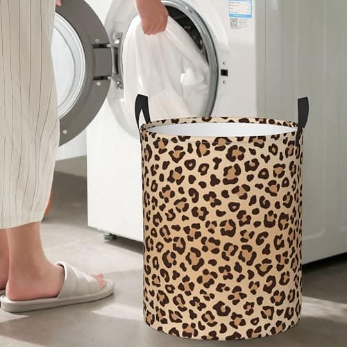 Gbuzozie Leopard Print Round Laundry Hamper Animal Skin Texture Storage Basket Toys Clothes Organizer Bin For Home Bathroom Bedroom Dorm Nursery, 38l thumbnail 2