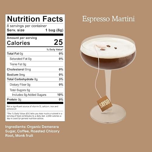 SAYSO: Espresso Martini Instant Cocktail Tea Bags | Infuses with Cold Water & Spirits for a Premium Craft Cocktail or Mocktail (25 Calories, 5g Sugar), 8-Pack thumbnail 2