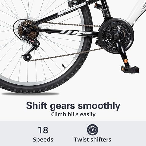 WEIZE Mountain Bike, 26/27.5 inch Outdoor Cycling Bike,18-Speed/High-Carbon Steel/Dual Full Suspension, Adjustable Ergonomic Seat for Men Women Adult, MTB Bicycle with Suspension Fork,Sleek Colors thumbnail 3