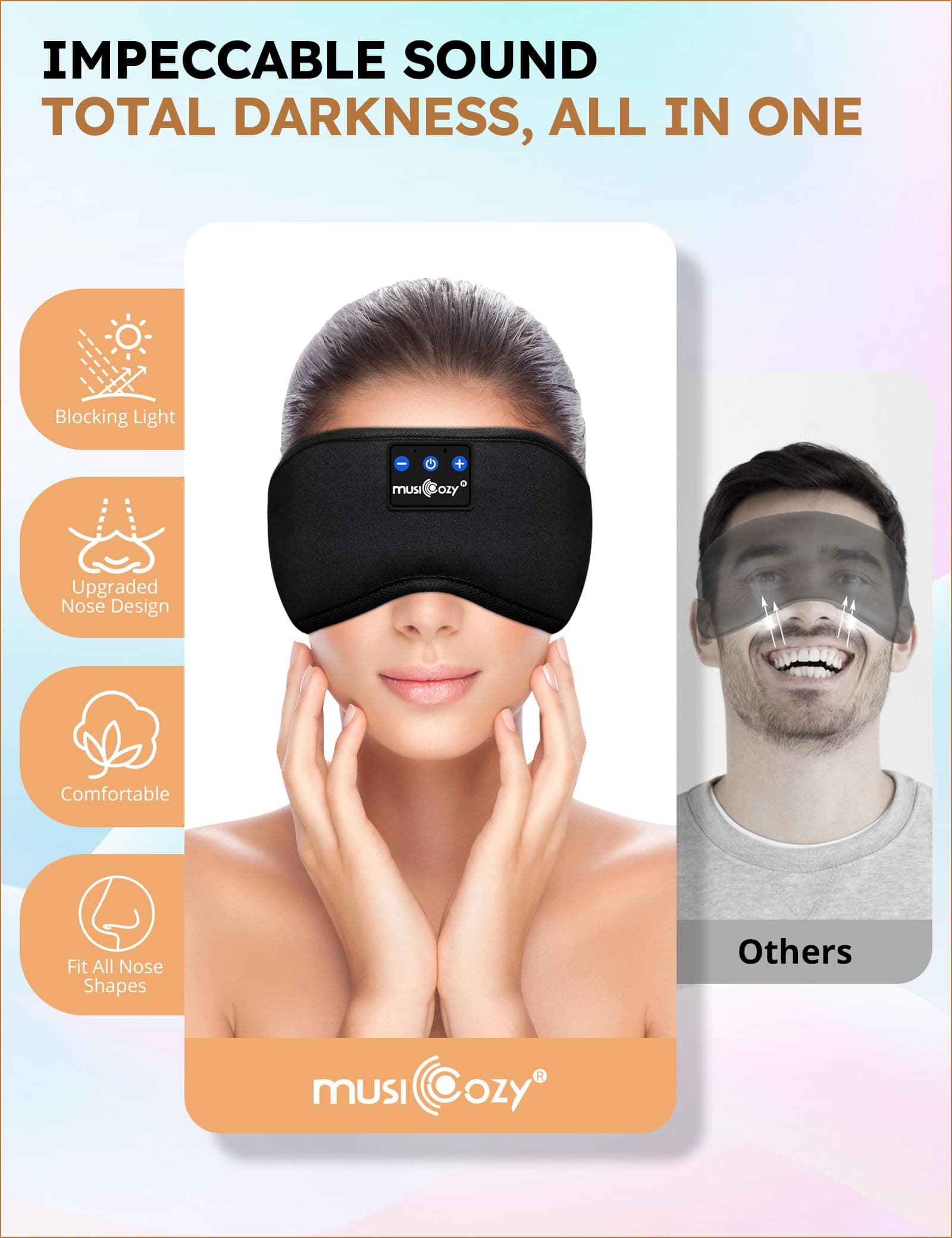 Sleep Headphones - Eye Mask for Women Men Unisex, Wireless Music Mask Built-in Speakers Microphone Adjustable Strap for Side Sleepers Travel Office thumbnail 5