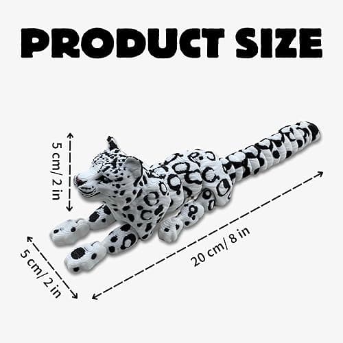 Yipintang 3D Printed Creature Flexible Animals - 8 Inches Fidget Animal for Desk Décor (Snow Leopard) thumbnail 3