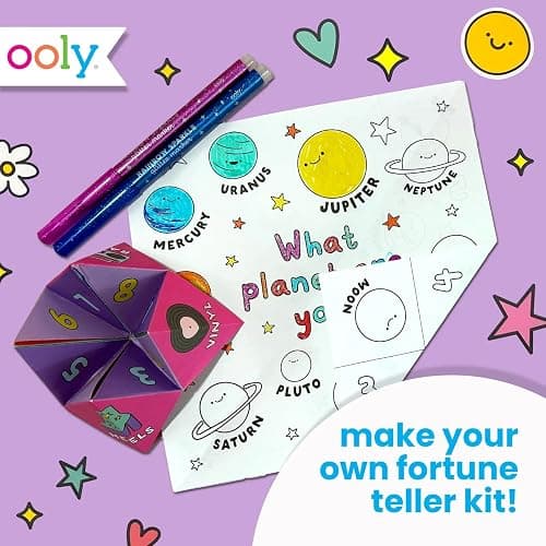 Ooly DIY Origami Fortune Teller Kit, Cootie Catcher, 24 Designs & Stickers | Ages 6+, Includes 12 Completed, 6 Blank, and 6 Coloring Folding Fortune Tellers, Fun Screen-Free Craft Activity Gift for Kids thumbnail 2
