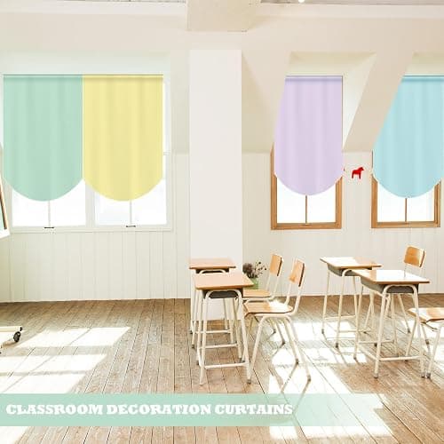 SmoothNovelty 6 Pcs School Classroom Curtains Back to Classroom Colorful Curtains for Kindergarten Daycare Primary Bedroom Playroom Room Decor(Pastel) - Pastel thumbnail 6
