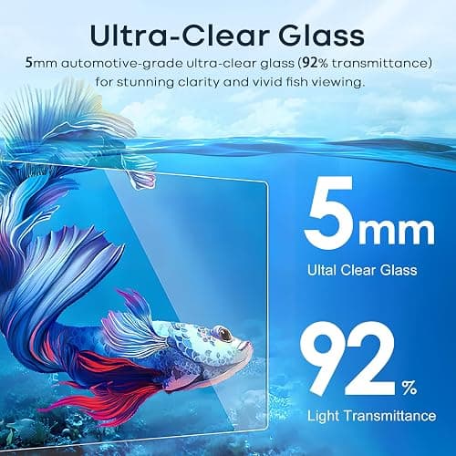 Wonderfactory 5 Gallon Small Aquarium Set Glass Fish Tank 6 Gallon, Starter Kit with Heater Water Pump Cleaning System Filter Bright Light Rocks Gravel Cleaning Tool, Clear Rimless Betta Plants thumbnail 3
