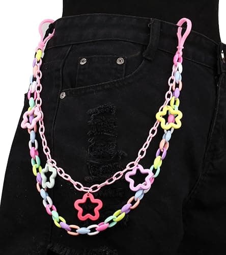 Longita Pants Chain for Men Jean Chains for Women Y2K Star Jean Pocket Chain for Pants Biker Hip Punk Chains Silver Y2K Jewelry for Women Accessory Trendy Fashion for Music Festival Concert Cosplay - Image 1