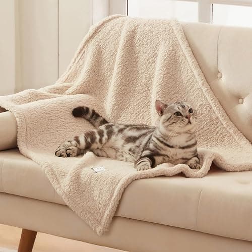 1 Pack 3 Calming Blankets Fluffy Premium Fleece Pet Blanket Soft Sherpa Throw for Dog Puppy Cat Beige Small (23" x16'') thumbnail 7