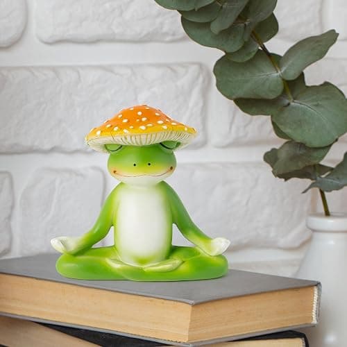 CYjorkbgg Meditation Frog Resin Statue - Yoga Meditation Frog Statue for Desk Living Room Resin Figurine for Home Patio Office Decoration Cute Plant Statues for Tabletop Garden Office Backyard Decor thumbnail 2