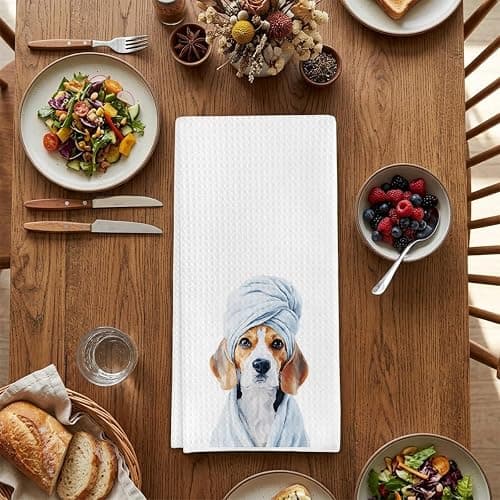 ZUZIMIRA Beagle Dog Gifts Decoration Towels for Washroom Toilet, Beagle Waffle Weave Bathroom Towels for Dog Lover thumbnail 2