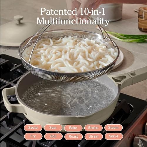 Our Place Always Pan 2.0-10.5” (2.6 Qt) Nonstick, Toxin-Free Ceramic Cookware | Patented 10-in-1 Aluminum Frying & Sauté Pan | Safe for Oven, Induction & All Cooktops up to 450°F | Steam thumbnail 4