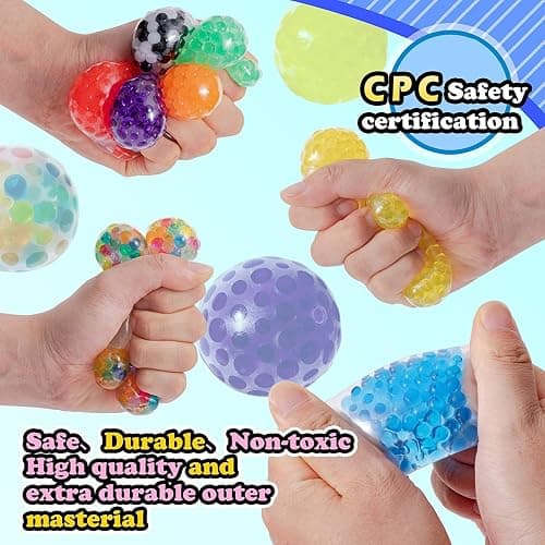 Hesitroad Stress Ball,2Pcs 3.5CM Colorful Fidget Ball,Funny Stretch TPR Anxiety Relief Decompression Squeeze Ball Sensory Squishes Fidget Toy Kids Teens Stress Relief Balls, Anti-Anxiety and Calm Dow thumbnail 4