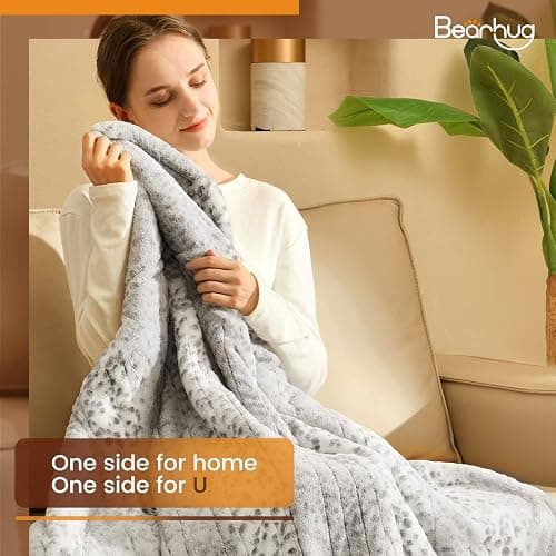 Bearhug Electric Heated Throw Blanket 50" x 60", Reversible Faux Fur & Sherpa, 6 Heating Levels & 4H Auto Off, Over-Heat Protect, ETL Certification, Machine Washable thumbnail 2