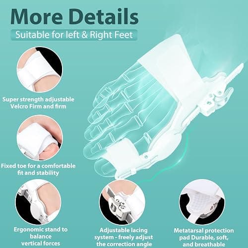 Kutain Comfort Bunion Corrector for Women & Men, Orthopedic Toe Straightener, Adjustable Splint Bunion Pads Day Night Support with Toe Separator for Relief (2PCS) thumbnail 3