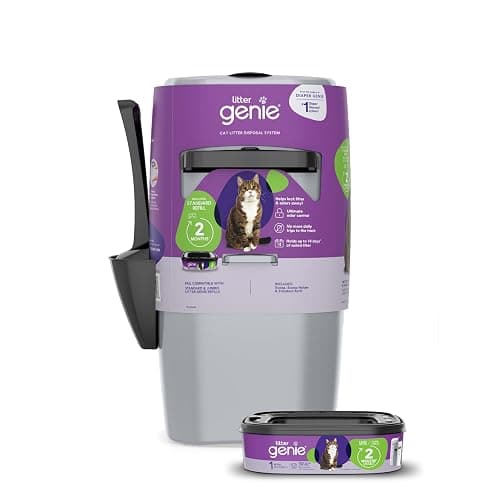 Litter Genie Standard Pail (Silver) | Cat Litter Box Waste Disposal System for Odor Control | Includes 1 Square Refill Bag - Image 1