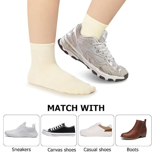 COZYOFFI Natural Ankle Socks Women: 10 Pairs Cotton Running Athletic Socks thumbnail 6