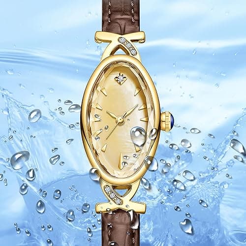 BESTKANG Leather Women's Watch Dainty Vintage Oval Ladies' Watch Elegant Diamond Waterproof Quartz Gold Watches for Women thumbnail 5