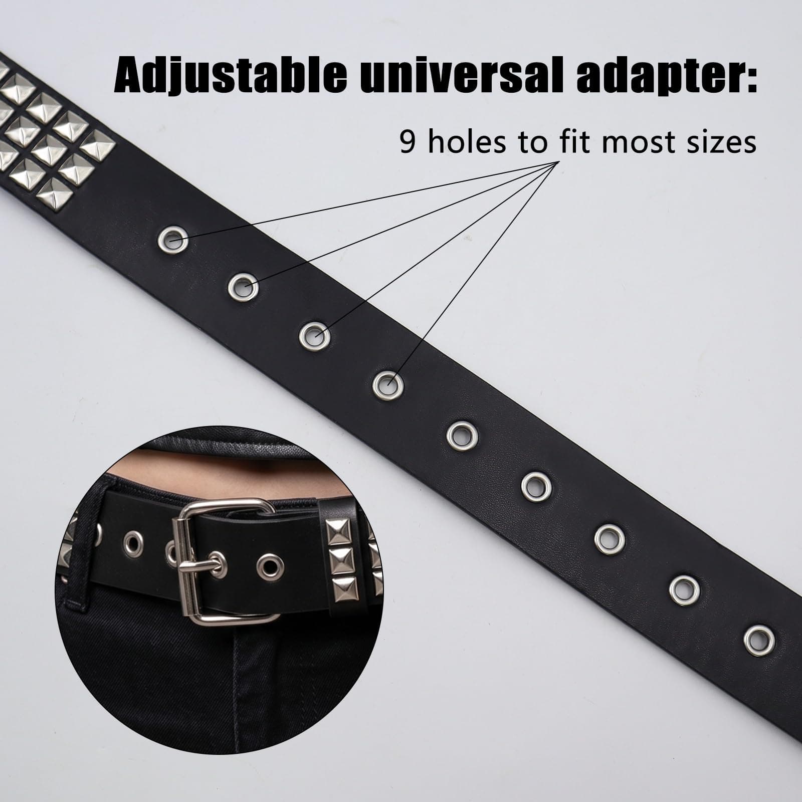 CATELL Y2K Belt Black Rivet Belt With 4 Rivet Bracelets Unisex Rivet Belt Women Punk Rock Grunge Accessories Studded Belt For 80s Party Cosplay Concert Christmas Halloween thumbnail 3