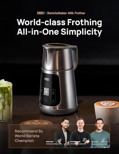 Dreo Milk Frother [Upgraded], All-in-1 Electric Foam Maker for Coffee, 15oz/450ml Automatic Foam Frother for Latte Art-level Microfoam, 30+ Drinks, Easy to Clean, Dishwasher Safe, LED display thumbnail 2