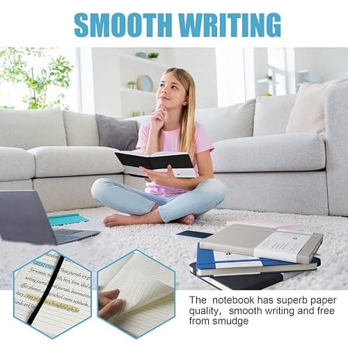 EMOMAS Lined Journal Notebook – Hardcover Notebook for Men & Women – Journals for Writing, Work, School, Home & Daily Notes, 160 Pages – Medium A5, 5.7"x8", 100 gsm Thick Paper (Black)​ thumbnail 6