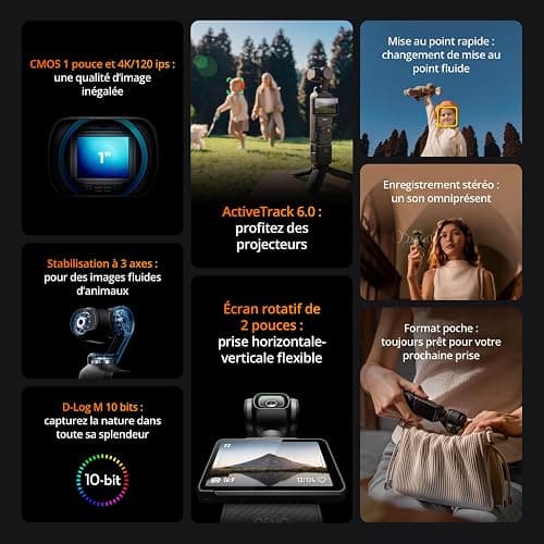 Bundle DJI Osmo Pocket 3 Créateur, Vlogging CMOS 1'' et Vidéo 4K/120 ips | Stabilisation à 3 axes, Suivi Facial/Objet, MAP rapide, avec Micro pour un Son net, Petite Cam. pour Photographie thumbnail 6