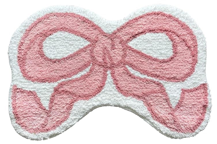 Luxape Bow Rug - Bow Shaped Bathroom mat - Handmade & Premium- 30in (75cm) - Pink bathmat - Designer Rugs - Aesthetic Room Decor - Cute Room Decor Coquette bathmat Rug - Image 1
