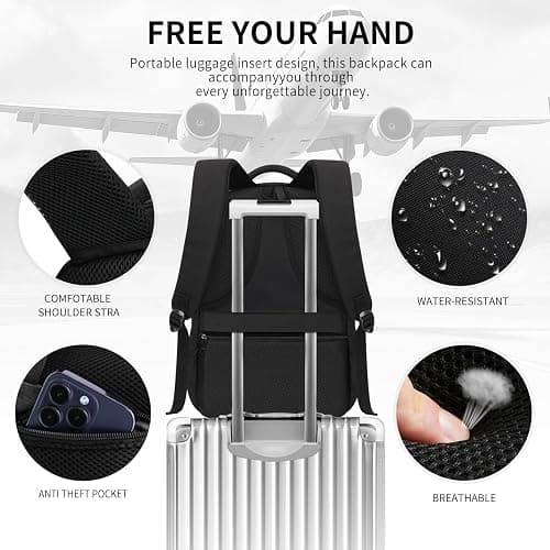 LIECDRO Black Backpack for Men, School Backpack for Boys Teens,15.6 inch Laptop Back Pack with Reinforced Straps, Backpacks for School Business Work College Travel, College Book Bag, Bookbag thumbnail 5