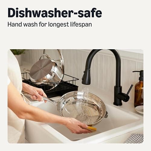 Amazon Basics Stainless Steel Cookware Set, 5-Piece, All Cooktop Friendly, Dishwasher-Safe, Induction Compatible thumbnail 5