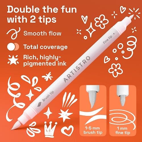 ARTISTRO 12 White Acrylic Paint Markers - Paint Pens for Drawing - For Fabric, Rock, Glass, Wood, Molds - Arts & Crafts Gift for Adults, Teens, Kids, Classroom Must Haves & School Supplies thumbnail 2