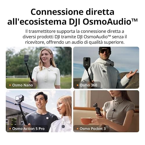 DJI Trasmettitore Mic Mini (Nero infinity),microfoni wireless, leggerissimo, audio di alta qualità, OsmoAudio, cancellazione del rumore, microfono senza fili per fotocamere/iPhone/Android, vlog thumbnail 5