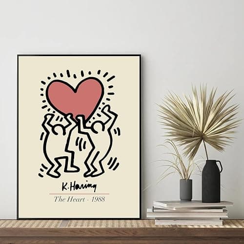 Atrippy Minimalist Large Posters Art Tapestry for Bedroom Aesthetic Cartoon Wall Tapestry Boho Funny Anime Poster Wall Hanging for Dorm Living Room Decor (24''x36'') - 36L" x 24W" - Heart Love thumbnail 3