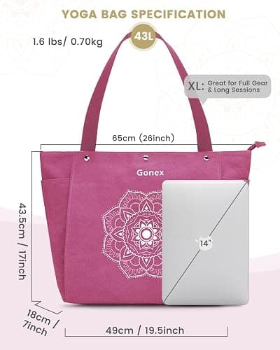 Gonex Yoga Mat Bag, Yoga Gym Bag Tote Bag with Multi Pockets For Women Men, Canvas Yoga Mat Carrier Take in Out Mat Easily For Pilates Travel Workout Office thumbnail 5