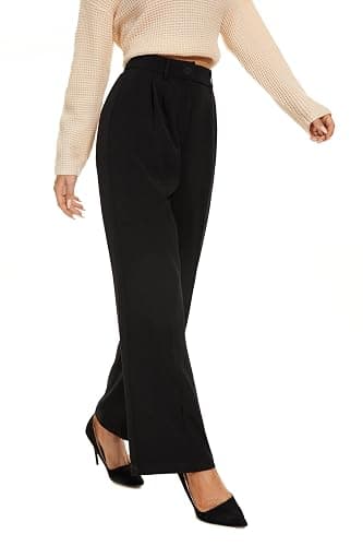 FUNYYZO Wide Leg Pants Women's High Elastic Waisted in The Back Business Work Trousers Long Straight Suit Pants thumbnail 5
