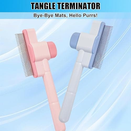 2PCS Flea Comb for Cats & Dogs – Magic Self-Cleaning Cat Grooming Brush with Stainless Steel Teeth, Cat Combs for Fleas and Ticks, Indoor Pets, Fine Tooth Comb for Kittens thumbnail 4