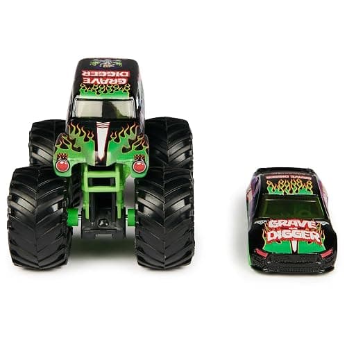 Monster Jam Official 1:64 Scale Diecast 2-Pack Series 5 Monster Truck and Race Car: Grave Digger thumbnail 6