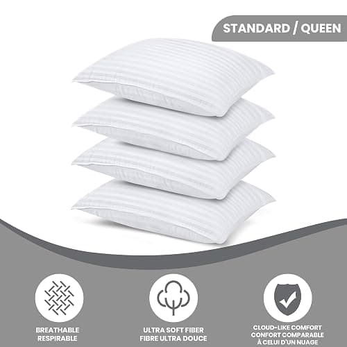 Utopia Bedding Bed Pillows for Sleeping Queen Size (White), Set of 4, Down Alternative Pillow for Sleeping, Cooling Hotel Quality Pillow Set for Back, Stomach or Side Sleepers thumbnail 3